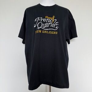 New Orleans French Quarter T-Shirt Mens XL Bourbon Street Embroidered Black NOLA